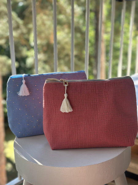 Maxi trousse de toilette DOUBLE GAZE TERRACOTTA UNIE