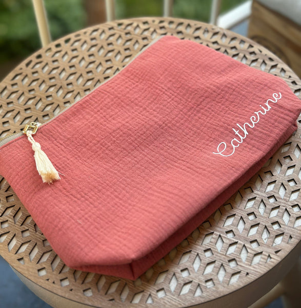 Maxi trousse de toilette DOUBLE GAZE TERRACOTTA UNIE