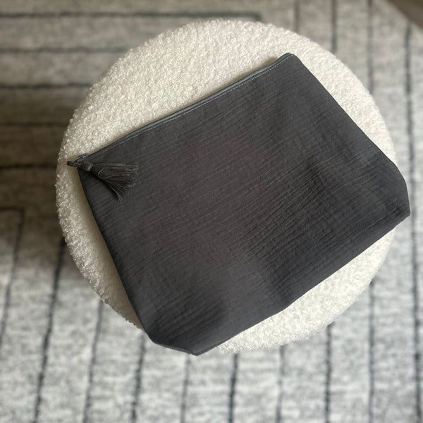 Maxi trousse de toilette DOUBLE GAZE GRIS UNI