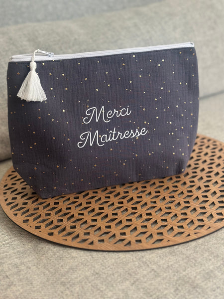 Maxi trousse de toilette DOUBLE GAZE GRIS FONCÉ