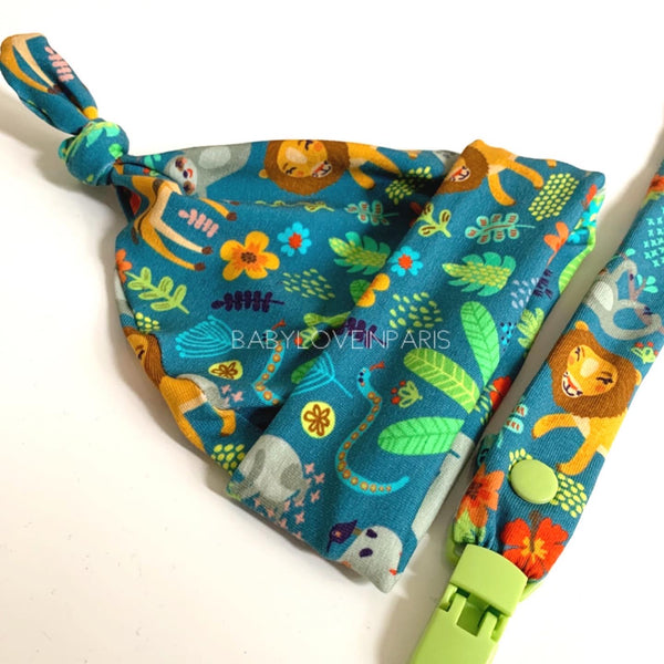 Bonnet noué bébé jungle