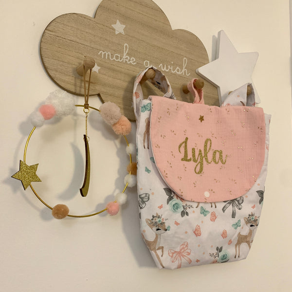 Produit puériculture | Magasin bébé Versailles | Magasin puériculture Versailles | Sac à dos ou cartable d'école (ou crèche) pour enfant et bébé avec nom personnalisé fait main en France (madeinfrance) par BabyloveinParis / Baby love in Paris modèle biche