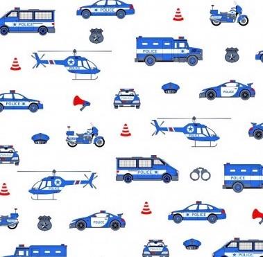 Catalogue de tissus | BabyloveinParis | Baby love in Paris | Motif police blanc