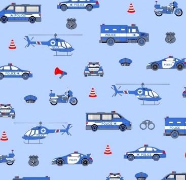Catalogue de tissus | BabyloveinParis | Baby love in Paris | Motif police bleu