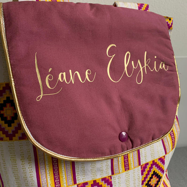 Produit puériculture | Magasin bébé Versailles | Magasin puériculture Versailles | Sac à dos ou cartable d'école (ou crèche) pour enfant et bébé avec nom personnalisé fait main en France (madeinfrance) par BabyloveinParis / Baby love in Paris modèle WAX rose