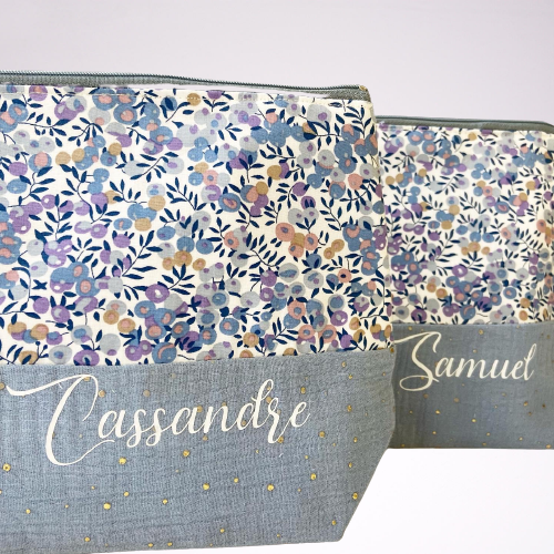 Maxi trousse de toilette DOUBLE GAZE LIBERTY BLEUE