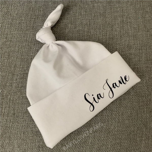 Bonnet noué bébé couleur blanche