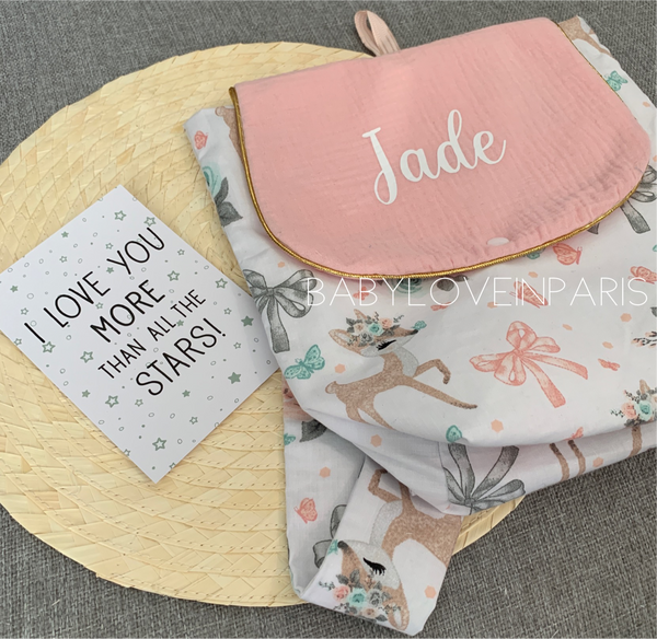 Produit puériculture | Magasin bébé Versailles | Magasin puériculture Versailles | Sac à dos ou cartable d'école (ou crèche) pour enfant et bébé avec nom personnalisé fait main en France (madeinfrance) par BabyloveinParis / Baby love in Paris modèle biche