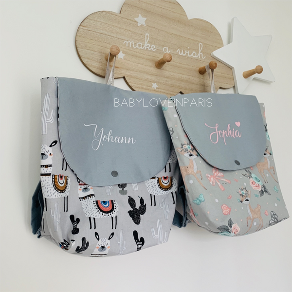 Produit puériculture | Magasin bébé Versailles | Magasin puériculture Versailles | Sac à dos ou cartable d'école (ou crèche) pour enfant et bébé avec nom personnalisé fait main en France (madeinfrance) par BabyloveinParis / Baby love in Paris modèle biche