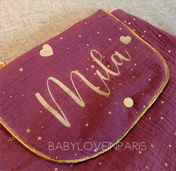Produit puériculture | Magasin bébé Versailles | Magasin puériculture Versailles | Sac à dos ou cartable d'école (ou crèche) pour enfant et bébé avec nom personnalisé fait main en France (madeinfrance) par BabyloveinParis / Baby love in Paris modèle double gaze
