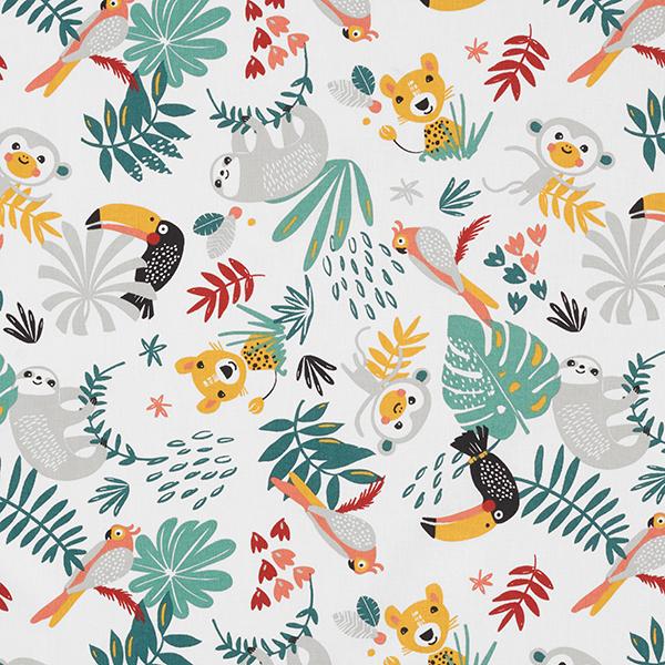 Catalogue de tissus | BabyloveinParis | Baby love in Paris | Motif jungle blanc