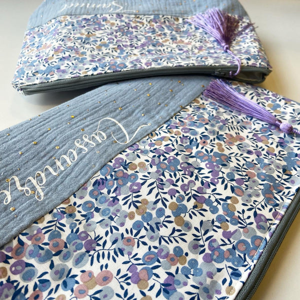 Maxi trousse de toilette DOUBLE GAZE LIBERTY BLEUE