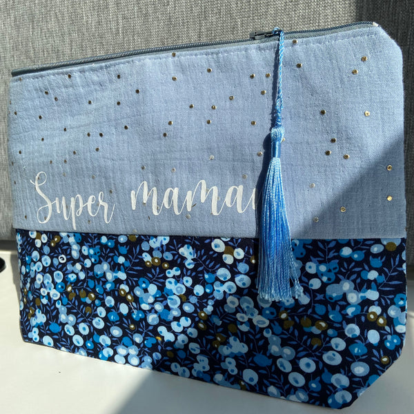 Maxi trousse de toilette DOUBLE GAZE LIBERTY BLEUE