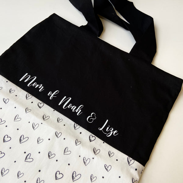 Tote Bag "mom of" CŒURS NOIRS