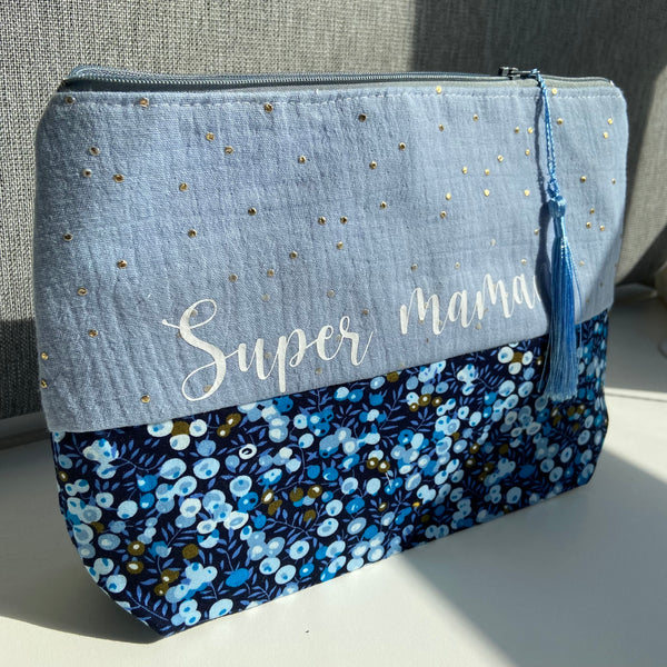 Maxi trousse de toilette DOUBLE GAZE LIBERTY BLEUE