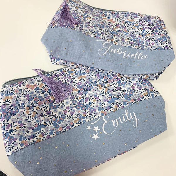 Maxi trousse de toilette DOUBLE GAZE LIBERTY BLEUE