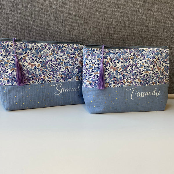 Maxi trousse de toilette DOUBLE GAZE LIBERTY BLEUE
